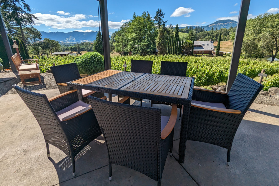 Table overlooking vineyard